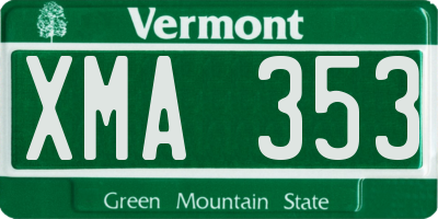 VT license plate XMA353