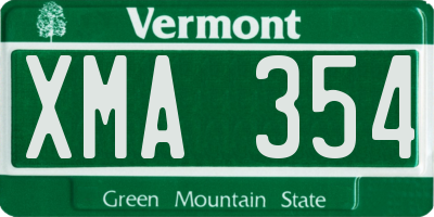 VT license plate XMA354