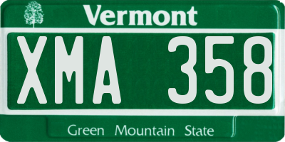 VT license plate XMA358
