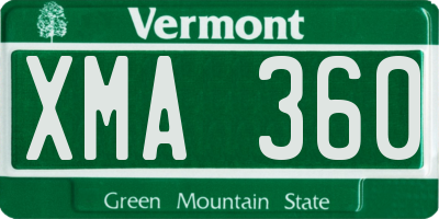 VT license plate XMA360