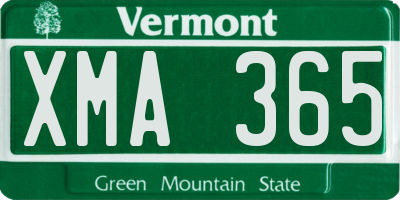 VT license plate XMA365