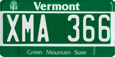 VT license plate XMA366