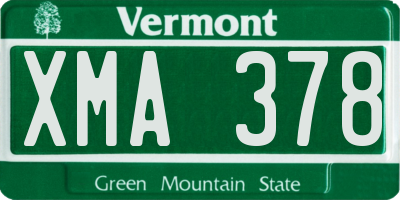 VT license plate XMA378