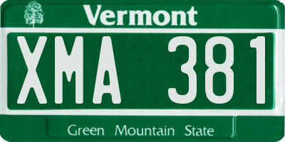 VT license plate XMA381