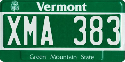 VT license plate XMA383