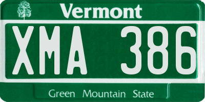VT license plate XMA386