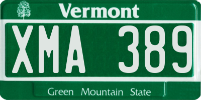 VT license plate XMA389