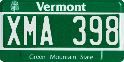 VT license plate XMA398