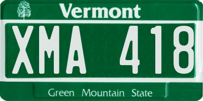 VT license plate XMA418