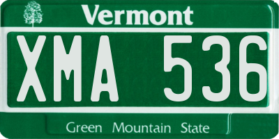 VT license plate XMA536