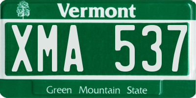 VT license plate XMA537