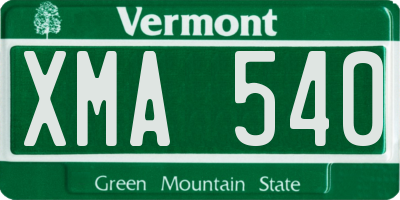 VT license plate XMA540