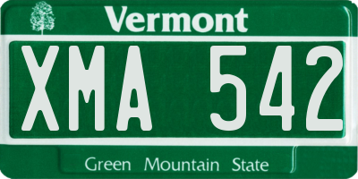 VT license plate XMA542