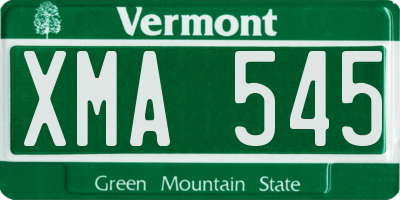 VT license plate XMA545
