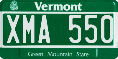 VT license plate XMA550