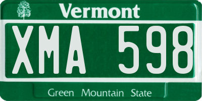 VT license plate XMA598