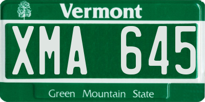 VT license plate XMA645