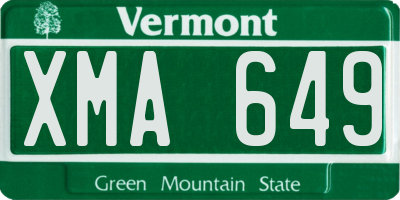 VT license plate XMA649