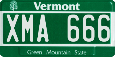 VT license plate XMA666