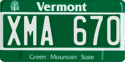 VT license plate XMA670