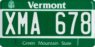 VT license plate XMA678