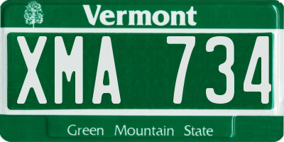 VT license plate XMA734