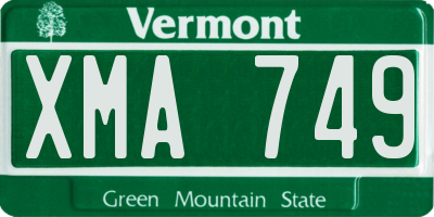 VT license plate XMA749