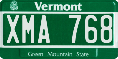VT license plate XMA768