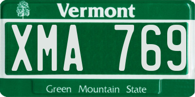 VT license plate XMA769