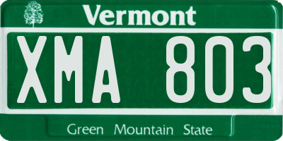 VT license plate XMA803
