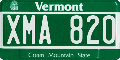 VT license plate XMA820