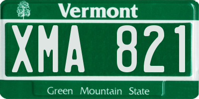 VT license plate XMA821