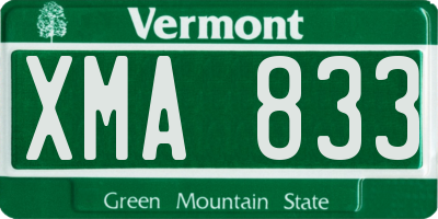 VT license plate XMA833