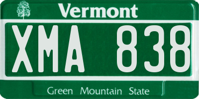 VT license plate XMA838