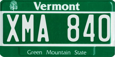VT license plate XMA840