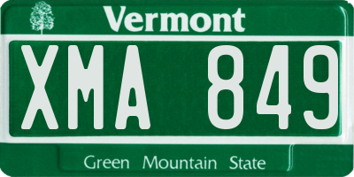 VT license plate XMA849