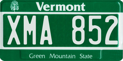 VT license plate XMA852
