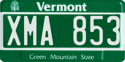 VT license plate XMA853