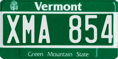 VT license plate XMA854