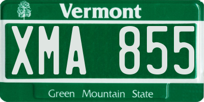 VT license plate XMA855