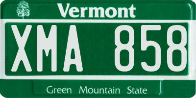 VT license plate XMA858