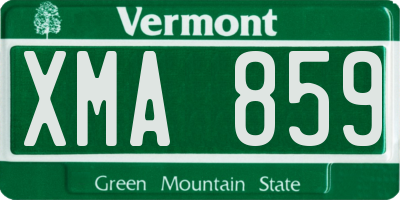 VT license plate XMA859