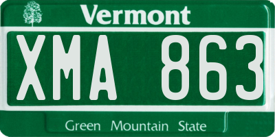 VT license plate XMA863