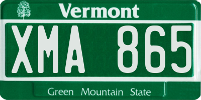 VT license plate XMA865