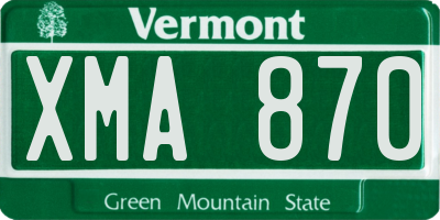 VT license plate XMA870