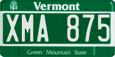 VT license plate XMA875