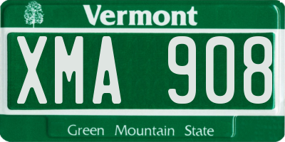VT license plate XMA908