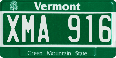 VT license plate XMA916