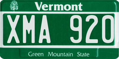 VT license plate XMA920