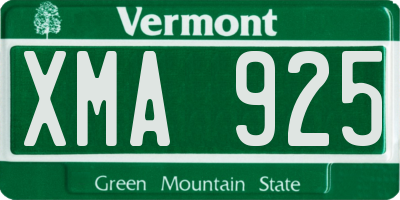VT license plate XMA925